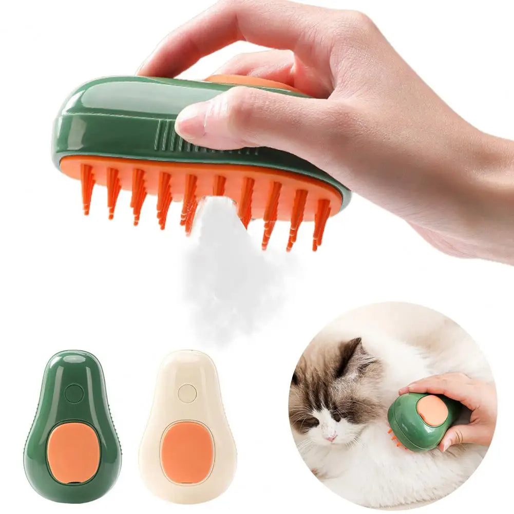 Steamy Cat Brush Cat Dog Grooming Comb Electric Self Cleaning Steam Cat Brush For Massage Avocado Shape Pet Spray Cat Grooming - Pet Care Products