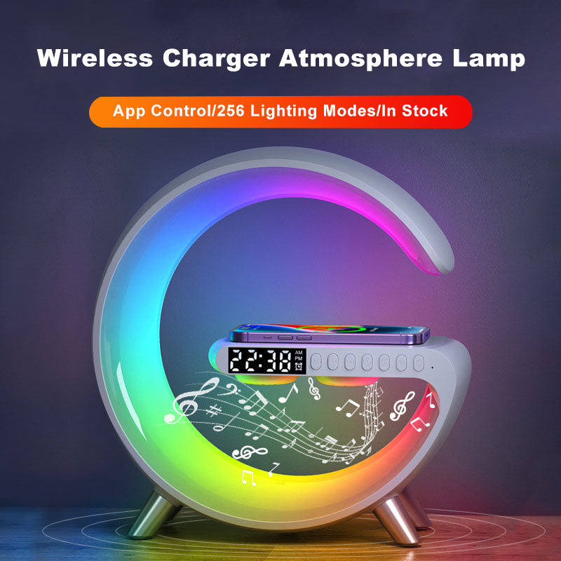 New Intelligent G Shaped LED Lamp Bluetooth Speake Wireless Charger Atmosphere Lamp App Control For Bedroom Home Decor - Home Decore