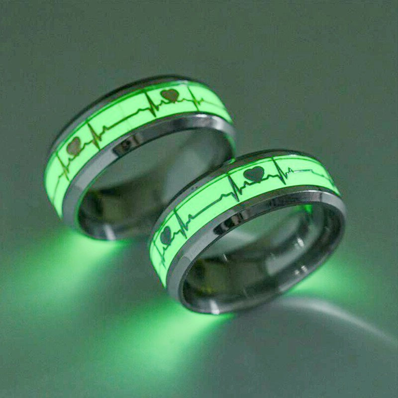 Heart Shaped Rings Luminous At Night Lovers Ring Valentine's Day Gift Jewelry - Jewellery