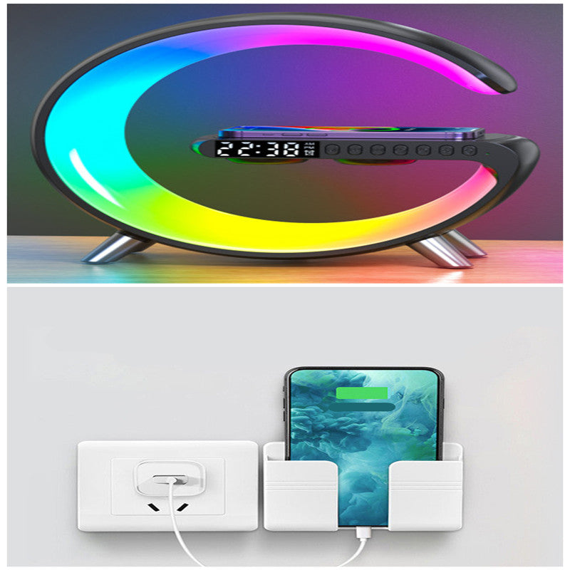 New Intelligent G Shaped LED Lamp Bluetooth Speake Wireless Charger Atmosphere Lamp App Control For Bedroom Home Decor - Home Decore