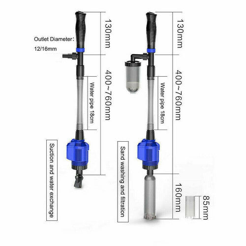 Electric Aquarium Fish Tank Cleaner Water Exchanger Siphon Vacuum Sand Cleaner - Pet Care > Aquarium