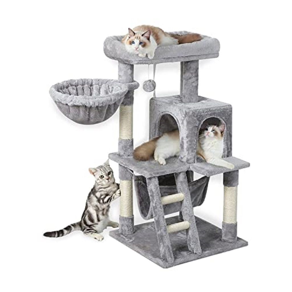 Floofi 104cm Plush Cat Condo Cat Tree Light Grey FI-CT-166-ZZ - Pet Care > Cat Supplies