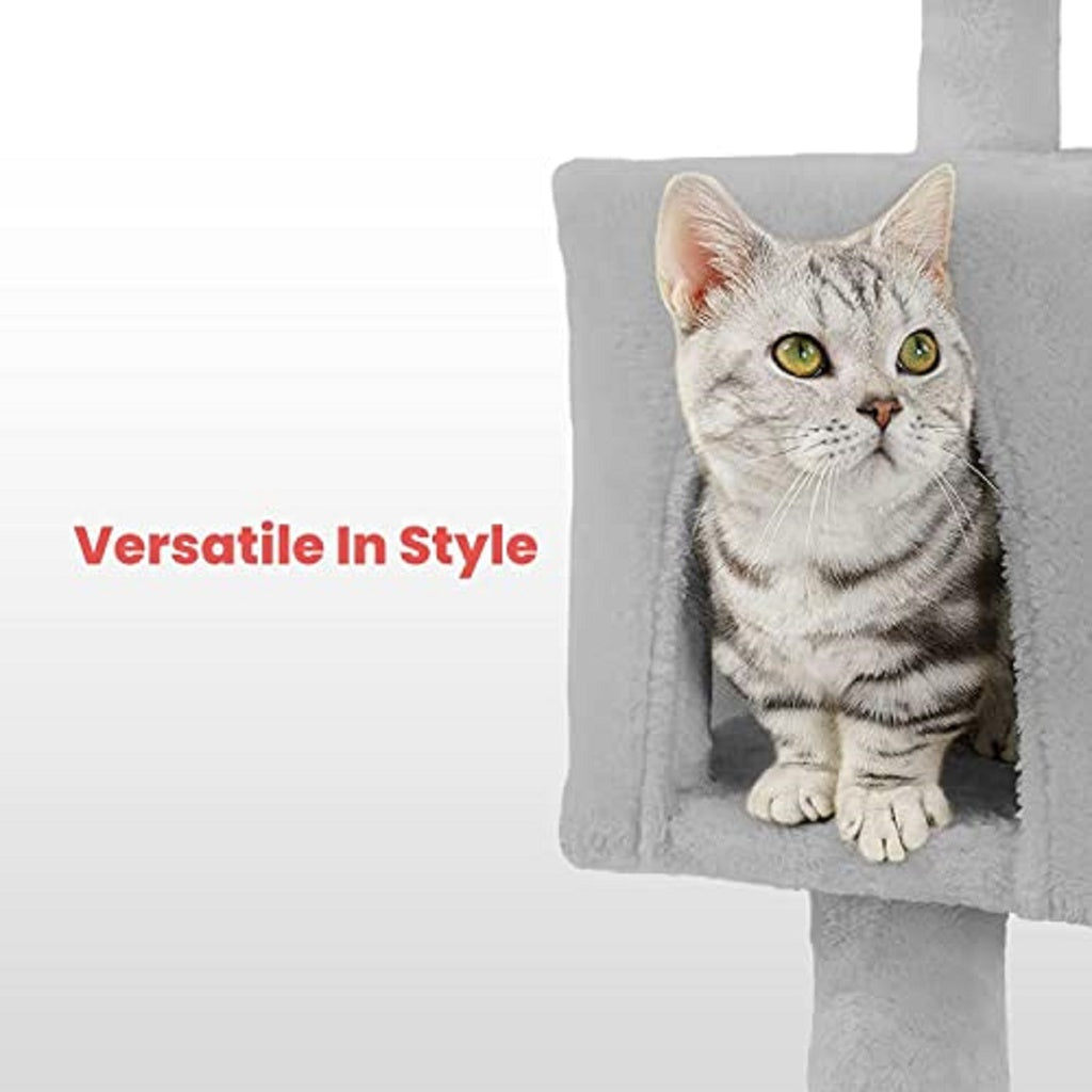 Floofi 104cm Plush Cat Condo Cat Tree Light Grey FI-CT-166-ZZ - Pet Care > Cat Supplies