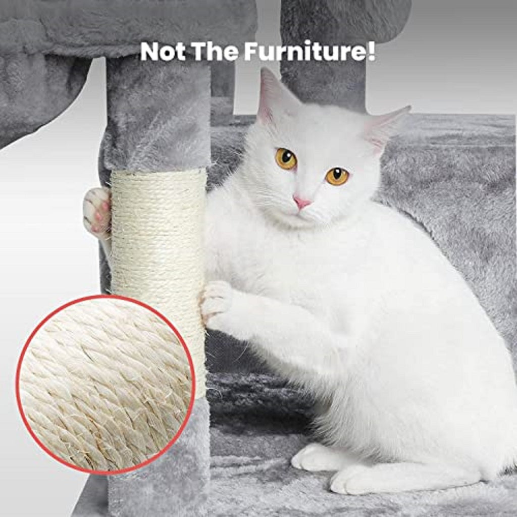 Floofi 104cm Plush Cat Condo Cat Tree Light Grey FI-CT-166-ZZ - Pet Care > Cat Supplies