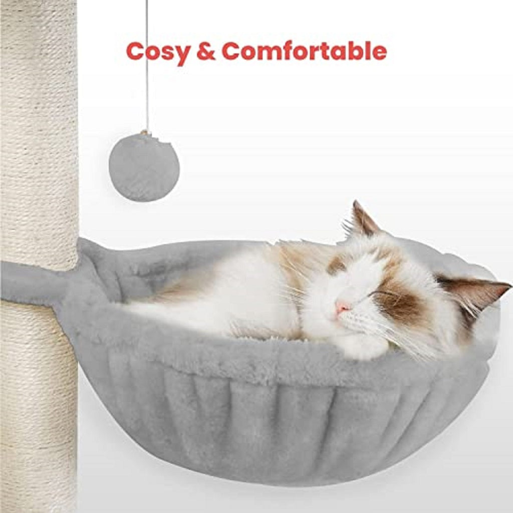 Floofi 104cm Plush Cat Condo Cat Tree Light Grey FI-CT-166-ZZ - Pet Care > Cat Supplies