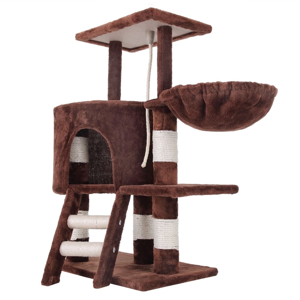 Floofi 104cm Plush Cat Condo Cat Tree Brown FI-CT-167-ZZ - Pet Care > Cat Supplies