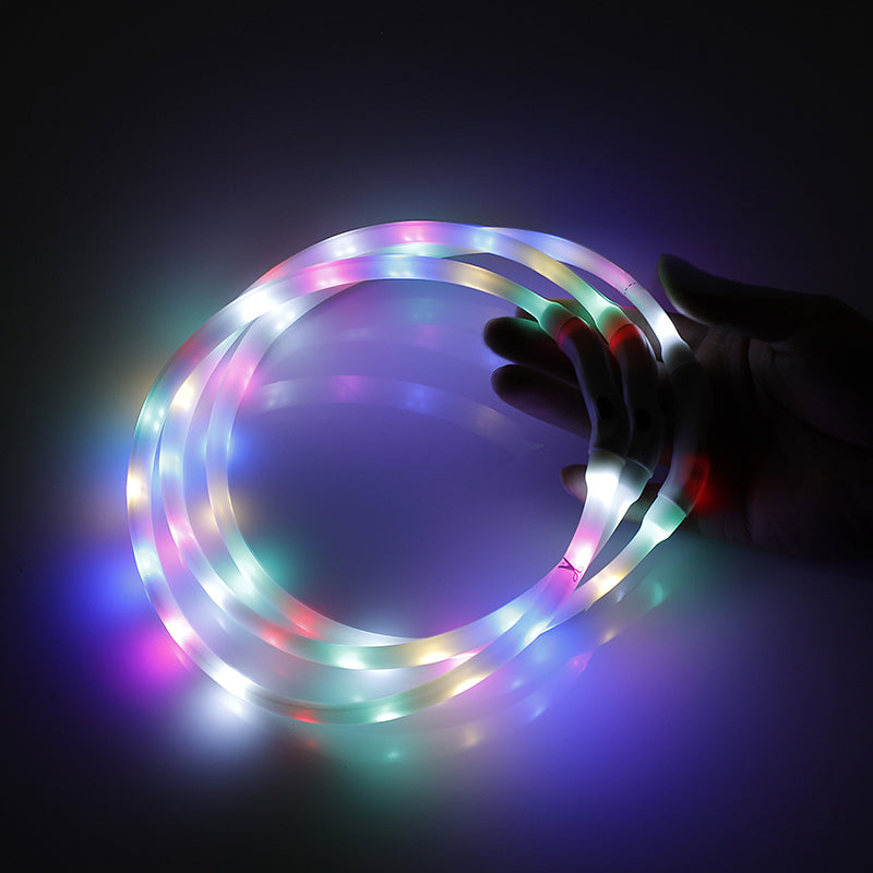 YES4PETS Small 40CM LED Dog Collar USB Rechargeable Night Glow Flashing Light Up Safety Pet Collars - Pet Care > Dog Supplies