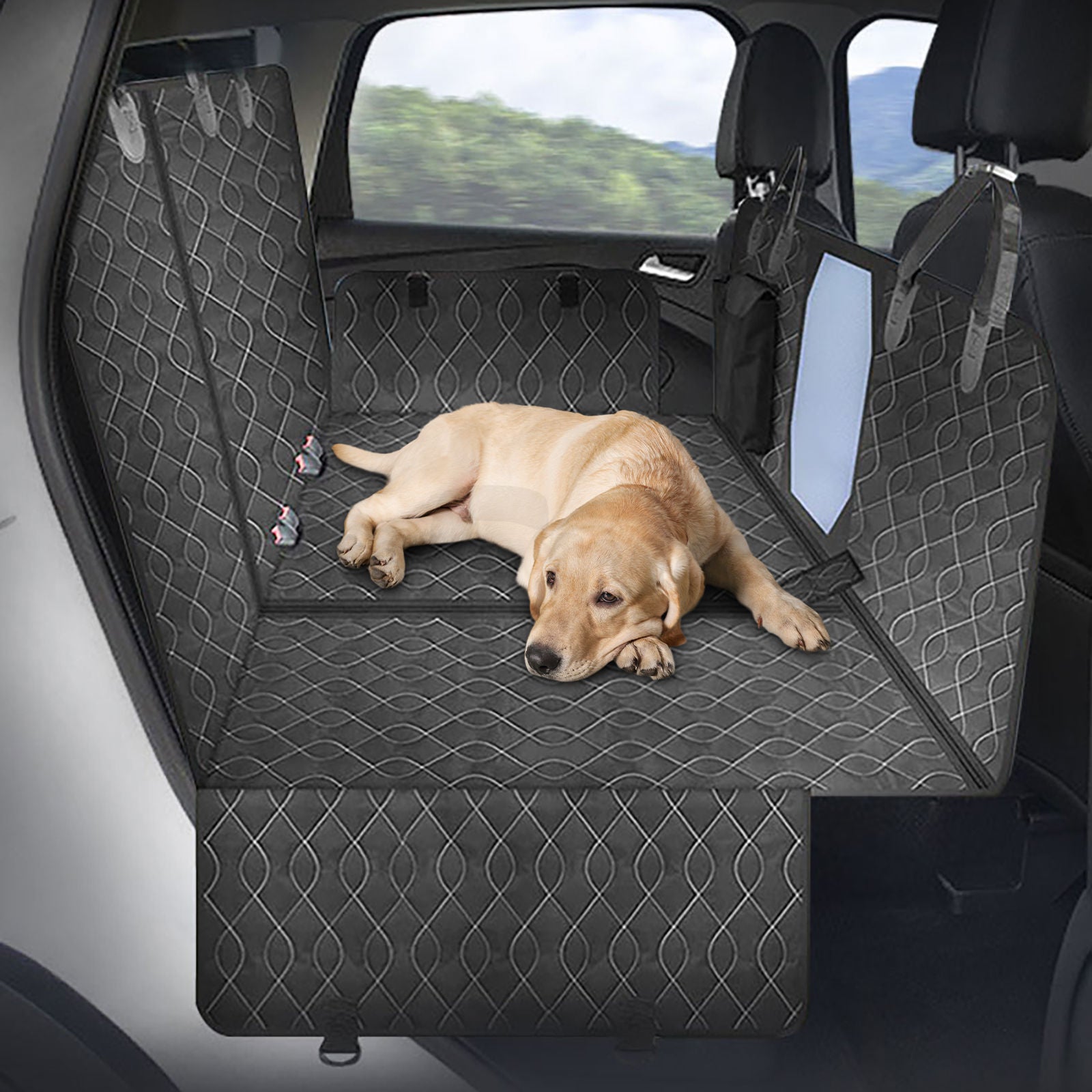 Pawfriends 4-in-1 Multi-Function Car Back Seat Cover Pet Dog Waterproof Hammock Protective - Pet Care > Dog Supplies