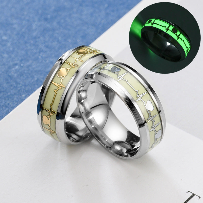 Heart Shaped Rings Luminous At Night Lovers Ring Valentine's Day Gift Jewelry - Jewellery