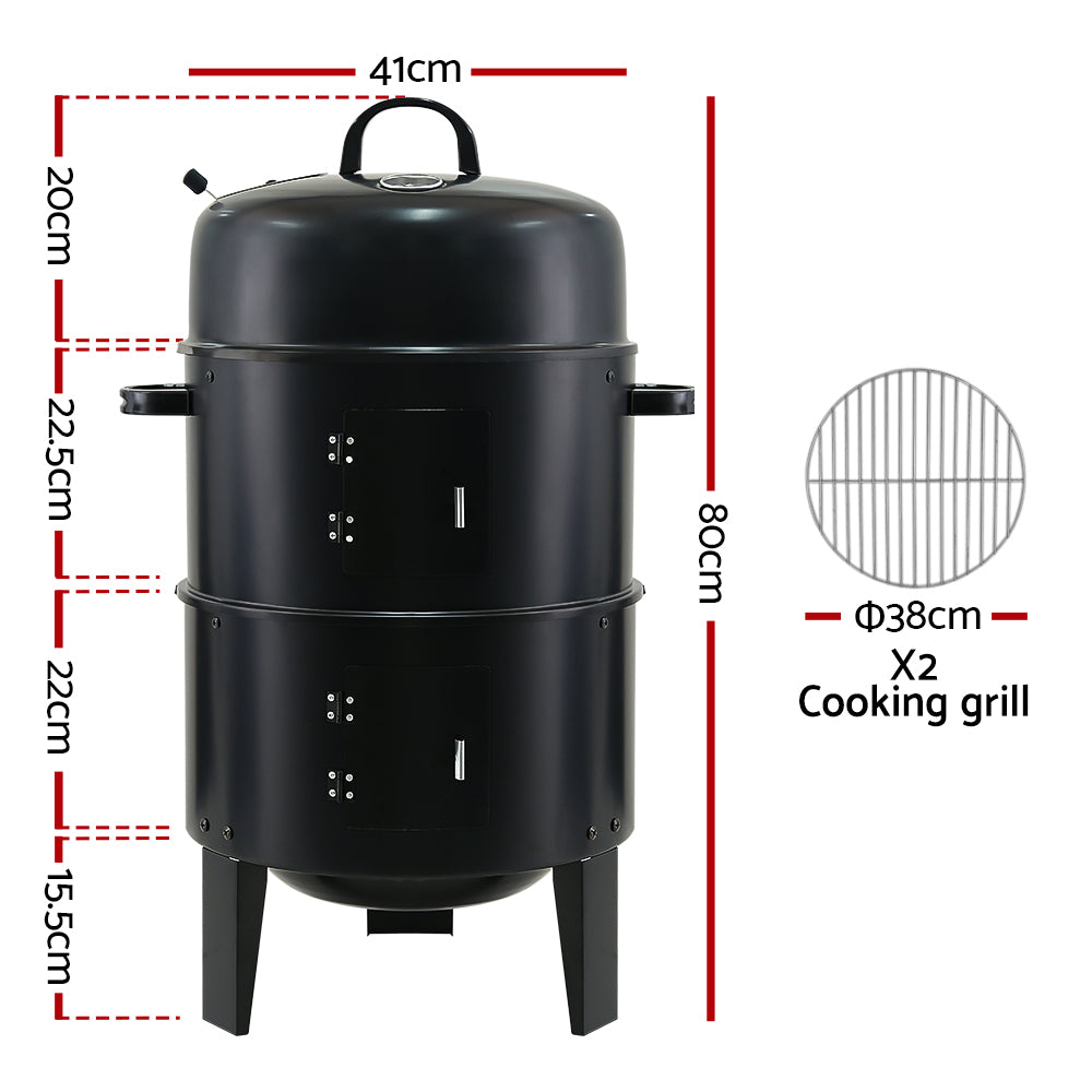 Grillz BBQ Grill 3-In-1 Charcoal Smoker - Home & Garden > BBQ