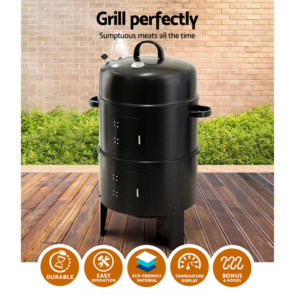 Grillz BBQ Grill 3-In-1 Charcoal Smoker - Home & Garden > BBQ