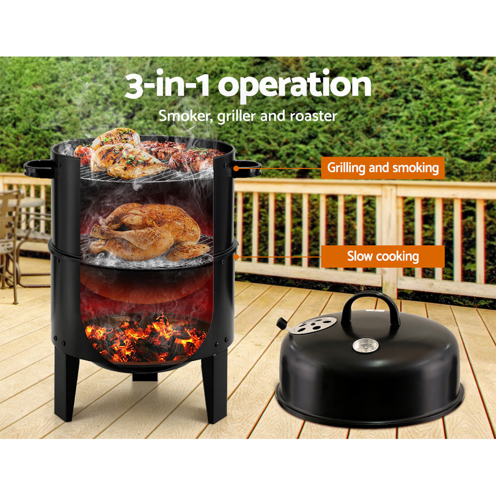 Grillz BBQ Grill 3-In-1 Charcoal Smoker - Home & Garden > BBQ