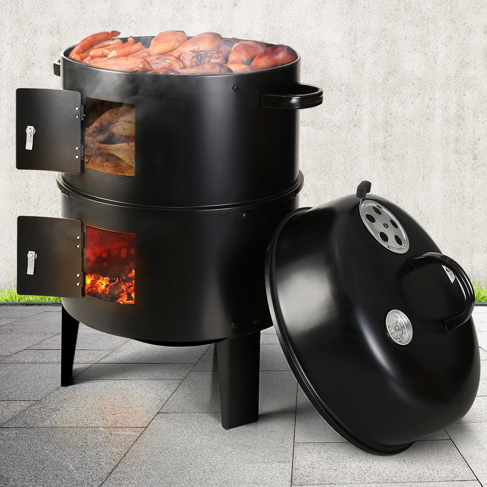 Grillz BBQ Grill 3-In-1 Charcoal Smoker - Home & Garden > BBQ