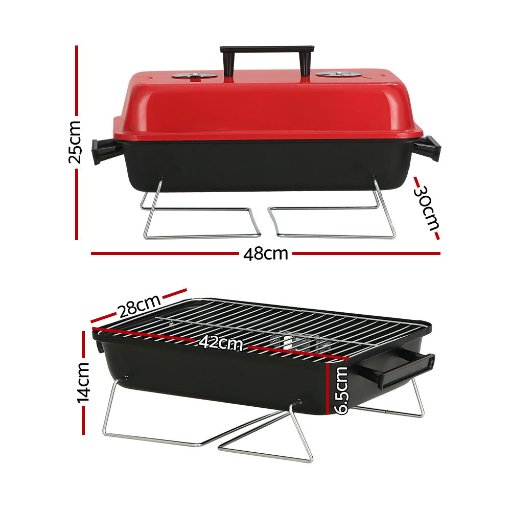 Grillz Charcoal BBQ Portable Grill Camping Barbecue Outdoor Cooking Smoker - Home & Garden > BBQ