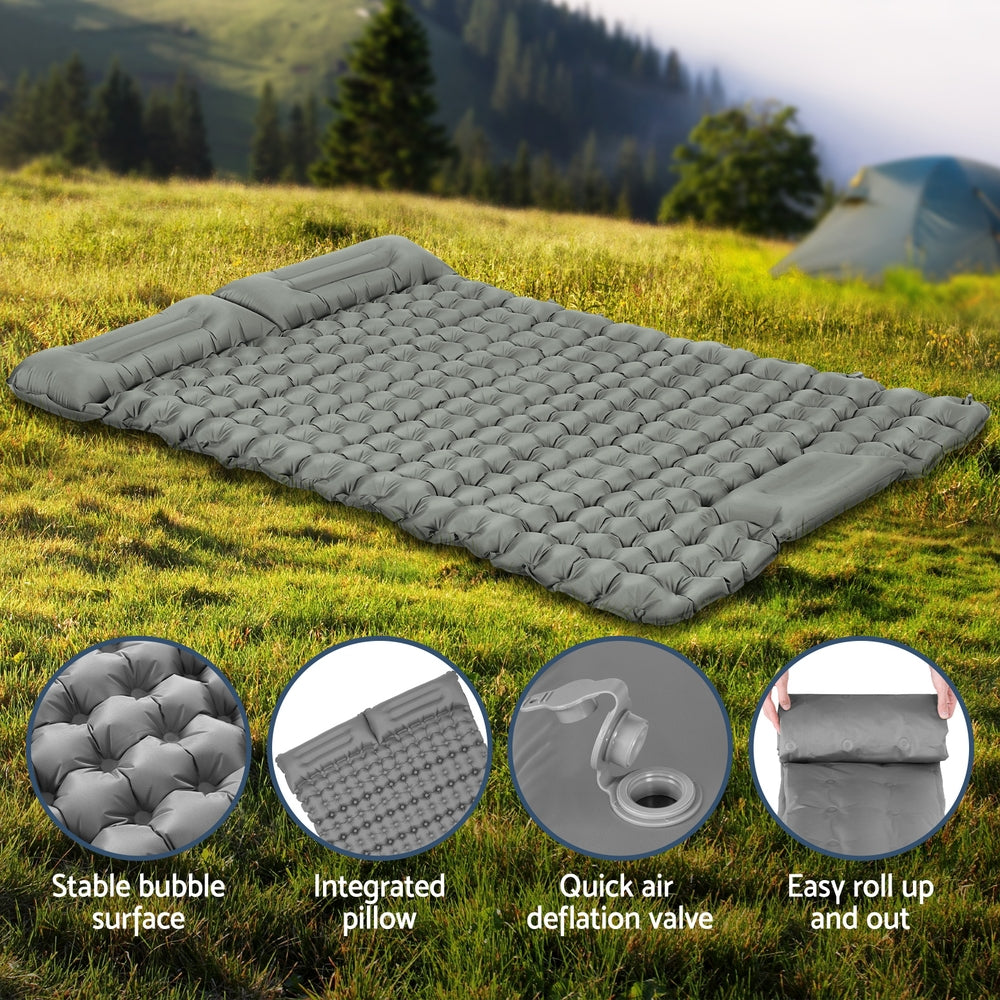 Weisshorn Self Inflating Mattress Camping Sleeping Mat Air Bed Double Pillow Bag - Home & Garden > Inflatable Mattress