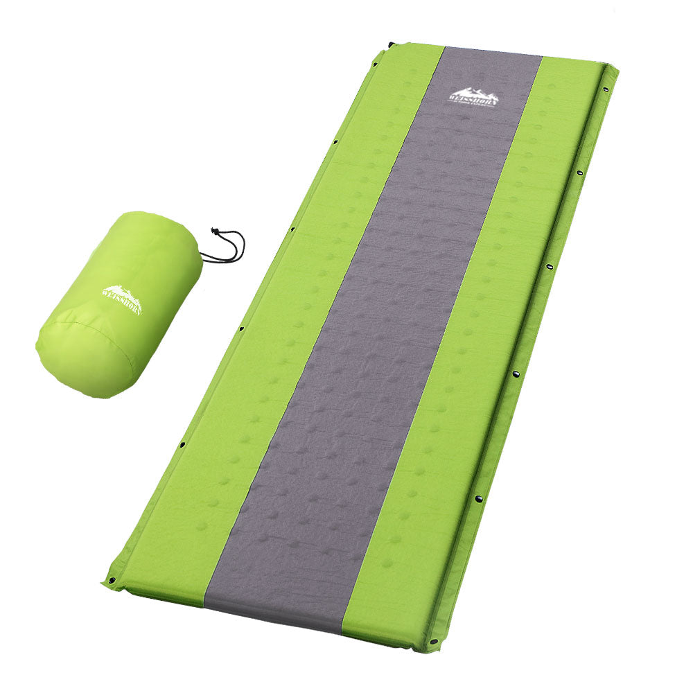 Weisshorn Self Inflating Mattress Camping Sleeping Mat Air Bed Pad Single Green - Outdoor > Camping