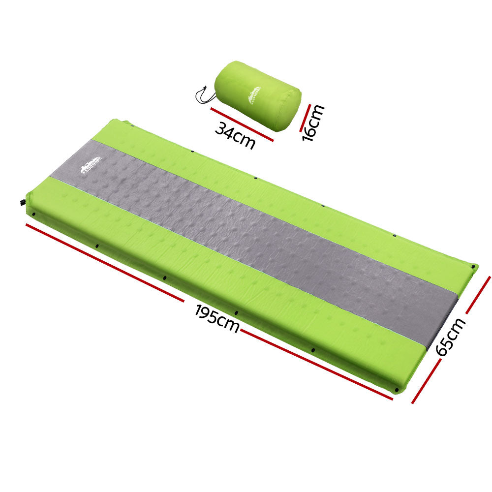 Weisshorn Self Inflating Mattress Camping Sleeping Mat Air Bed Pad Single Green - Outdoor > Camping