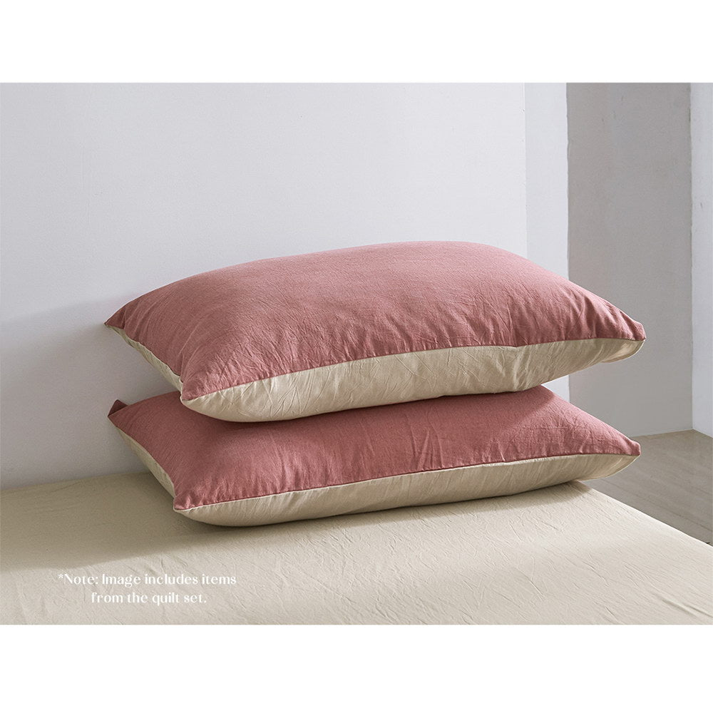 Cosy Club Sheet Set Cotton Sheets Single Red Beige - Home & Garden > Bedding