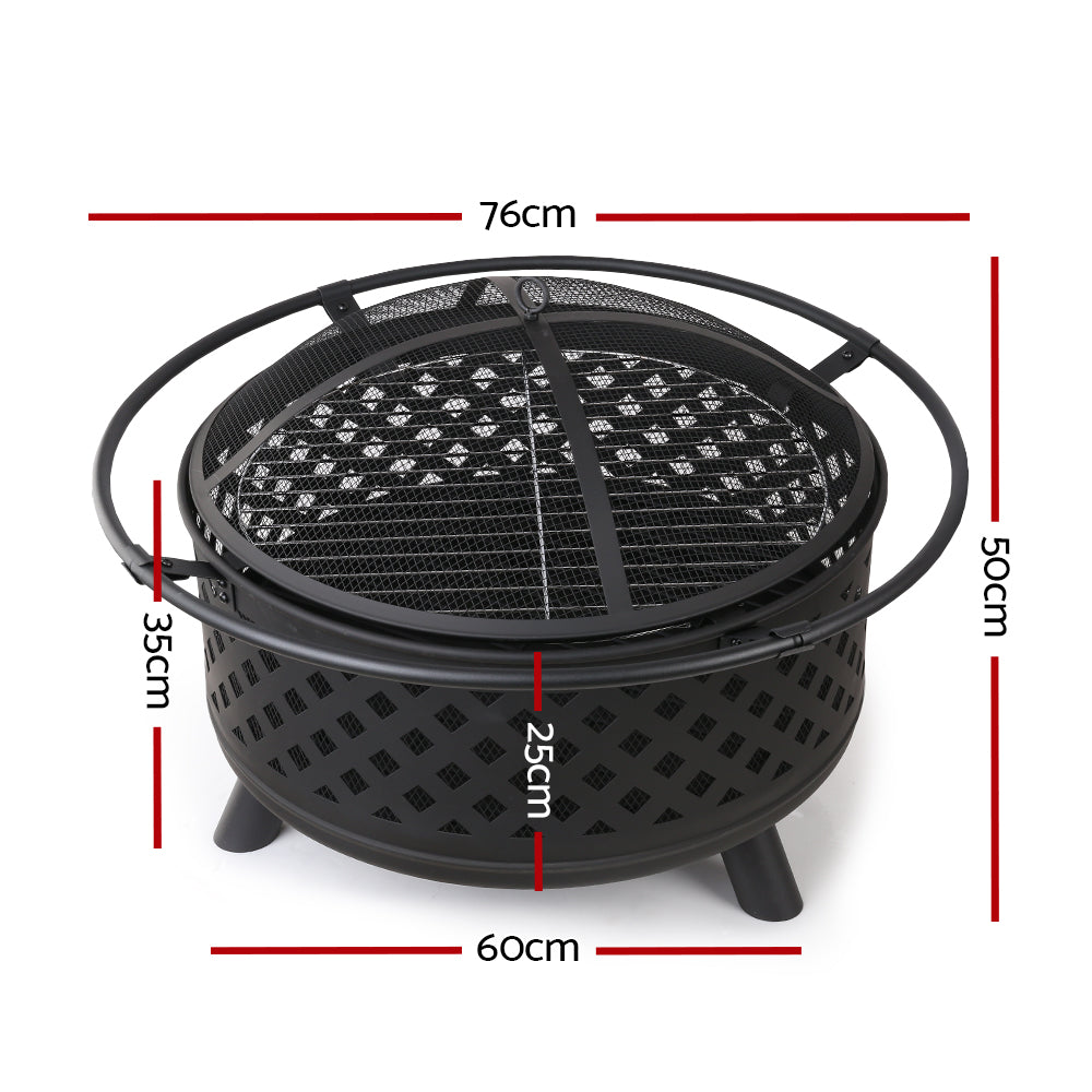 Grillz Fire Pit BBQ Grill 76cm - Home & Garden > BBQ