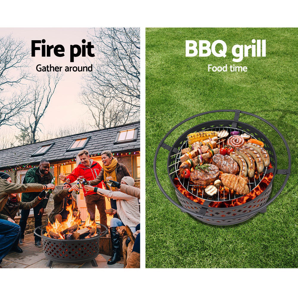 Grillz Fire Pit BBQ Grill 76cm - Home & Garden > BBQ