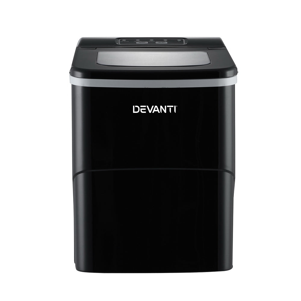 DEVANTi Portable Ice Cube Maker Machine 2L Home Bar Benchtop Easy Quick Black - Appliances > Kitchen Appliances