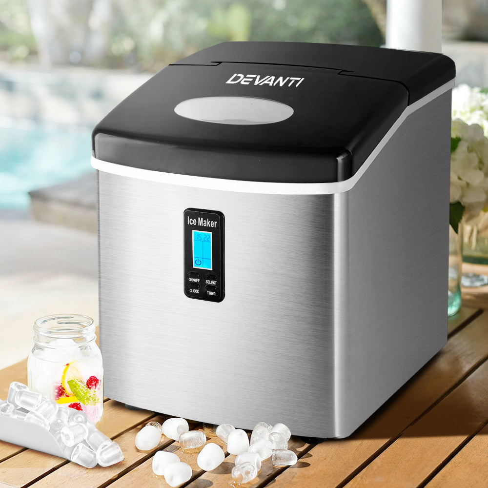 Devanti 3.2L Stainless Steel Portable Ice Cube Maker - Appliances > Kitchen Appliances