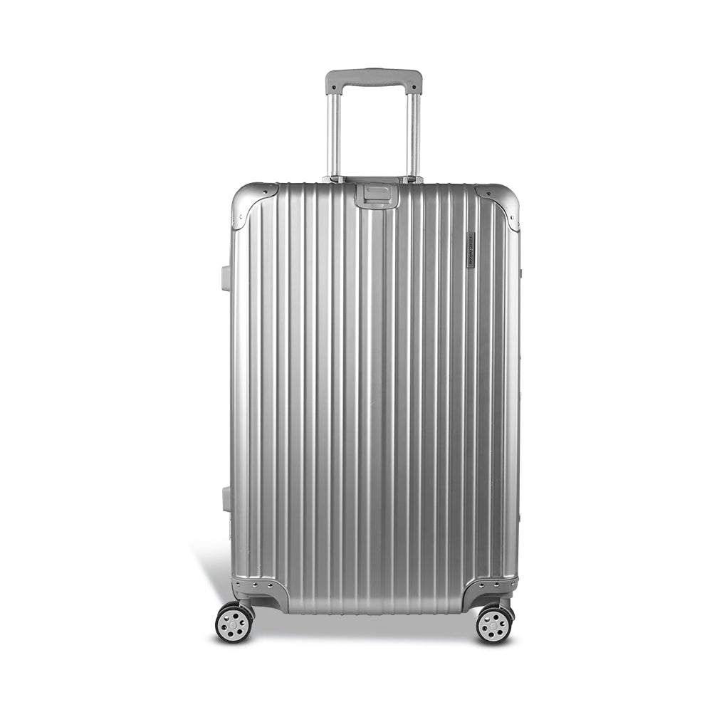 Wanderlite 28" Luggage Trolley Travel Suitcase Set TSA Carry On Lightweight Aluminum Silver - Home & Garden > Travel