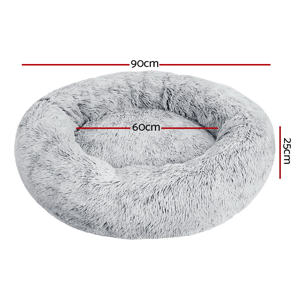 i.Pet Pet Bed Dog Cat 90cm Large Calming Soft Plush Charcoal - Pet Care > Dog Supplies