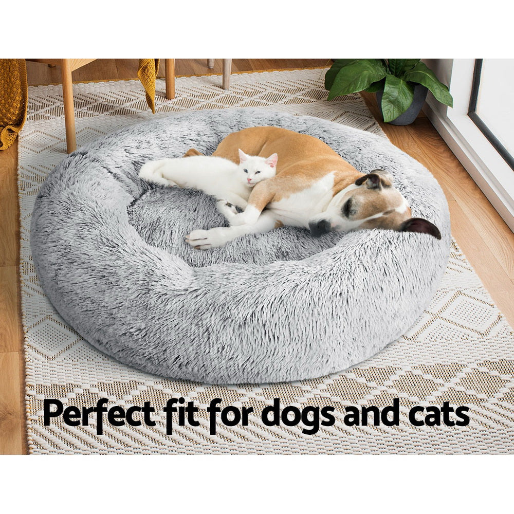 i.Pet Pet Bed Dog Cat 90cm Large Calming Soft Plush Charcoal - Pet Care > Dog Supplies