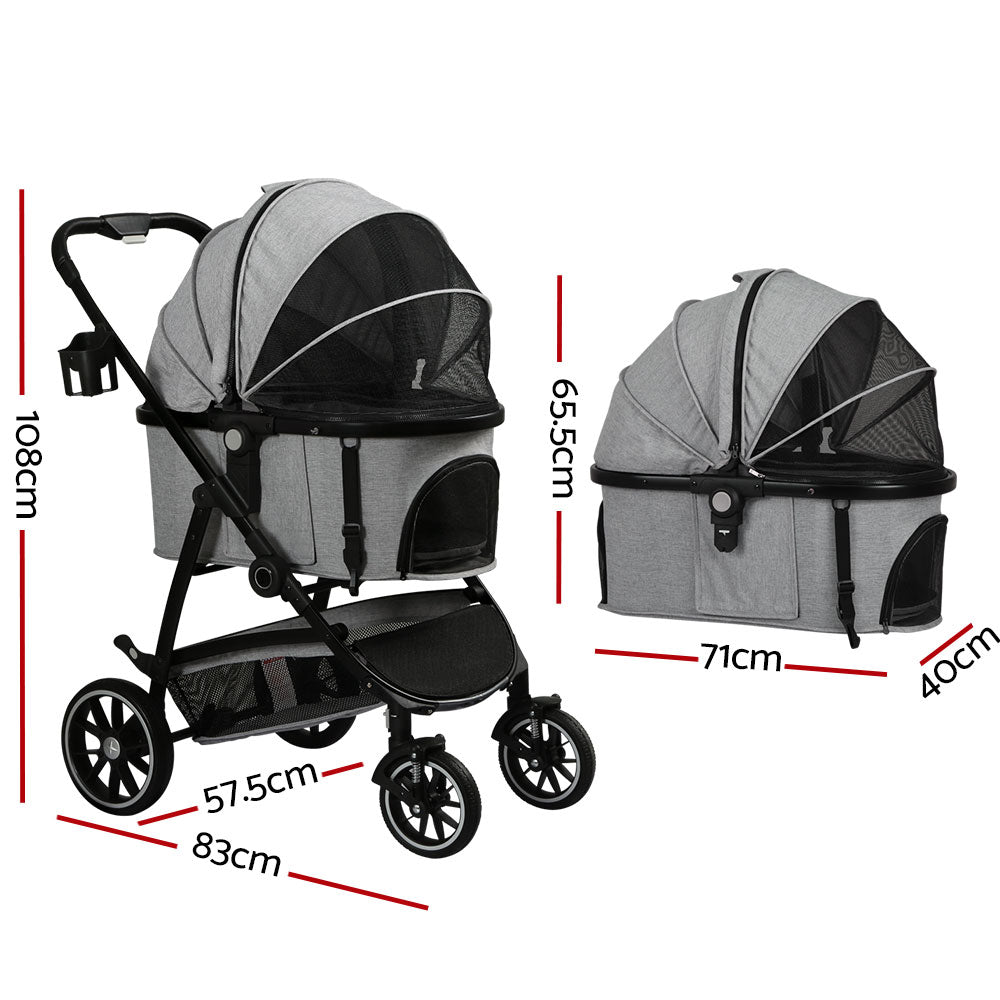 i.Pet Pet Stroller Dog Pram Large Cat Carrier Travel Pushchair 4 Wheels Foldable - Pet Care > Dog Supplies