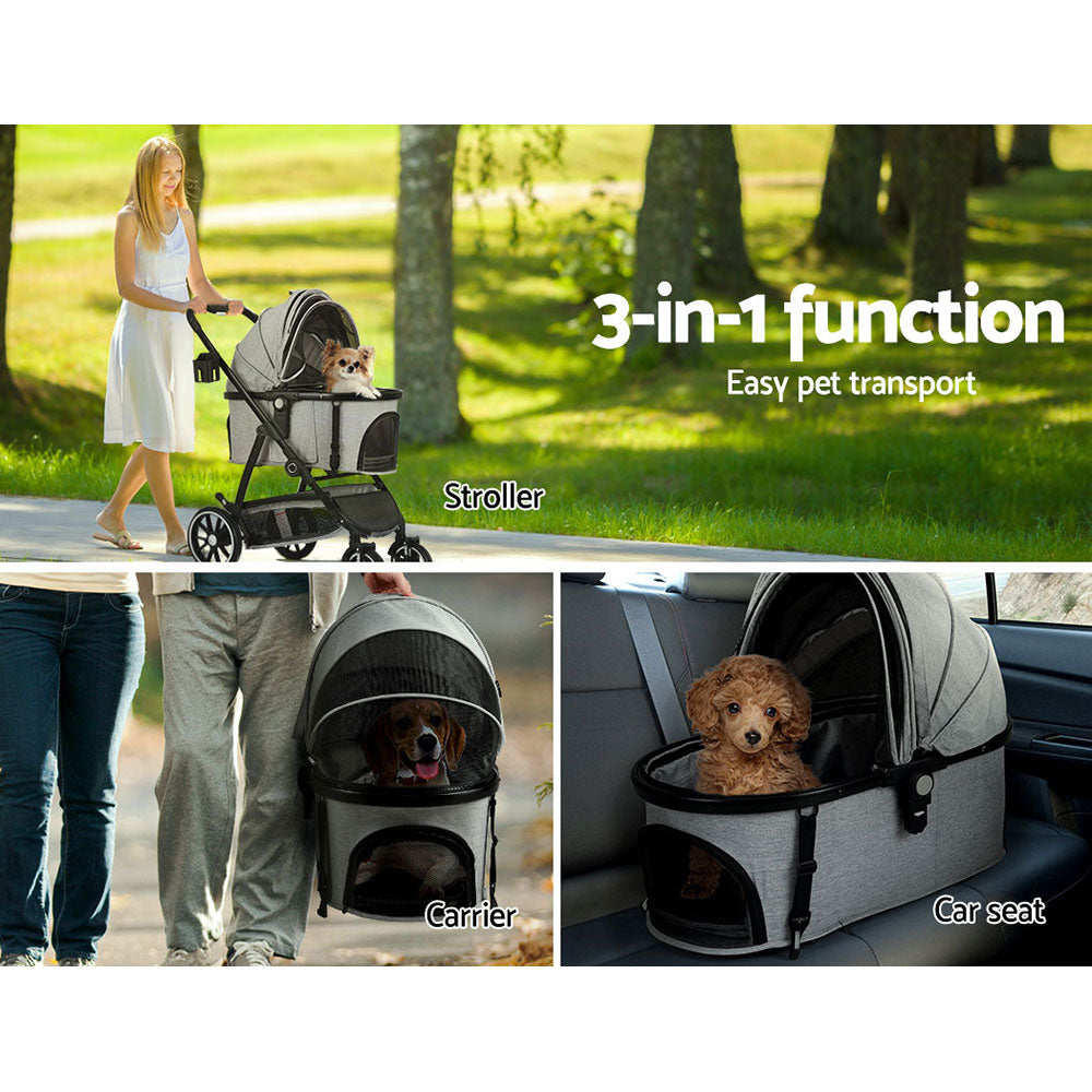 i.Pet Pet Stroller Dog Pram Large Cat Carrier Travel Pushchair 4 Wheels Foldable - Pet Care > Dog Supplies