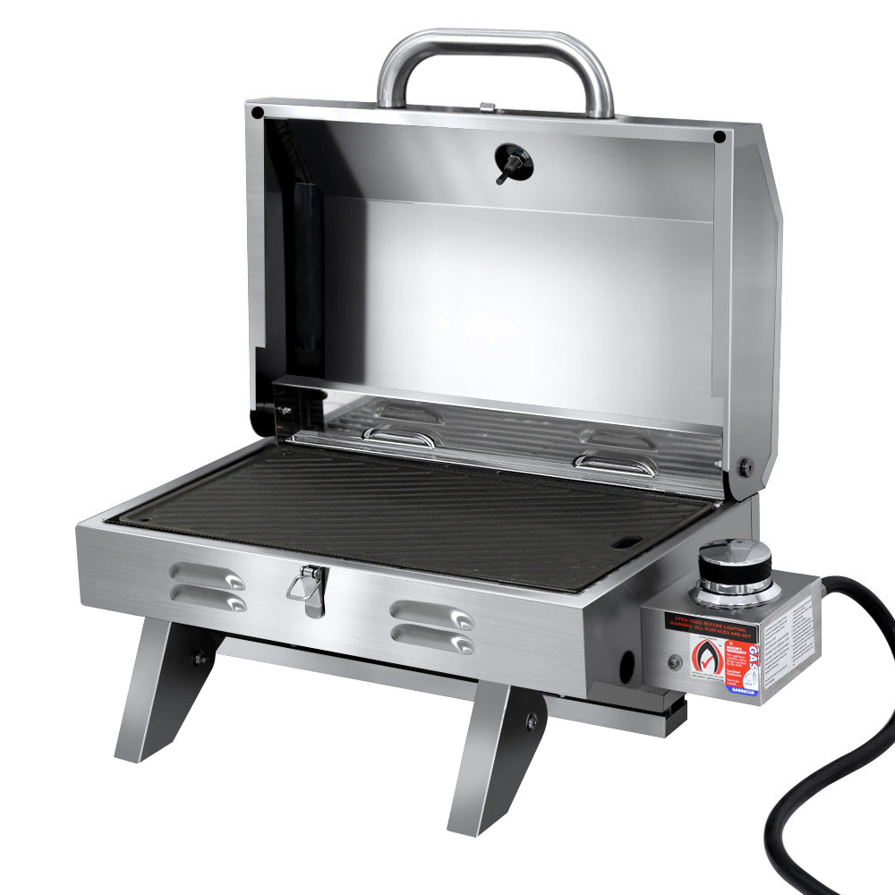 Grillz Portable Gas BBQ Grill with Double Sided Plate - Home & Garden > BBQ