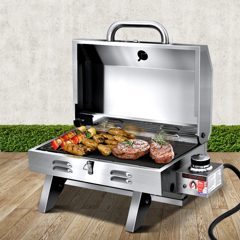 Grillz Portable Gas BBQ Grill with Double Sided Plate - Home & Garden > BBQ