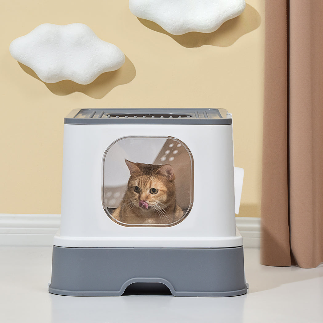 Cat Litter Box Fully Enclosed Kitty Toilet Trapping Sifting Odor Control Basin - Pet Supplies