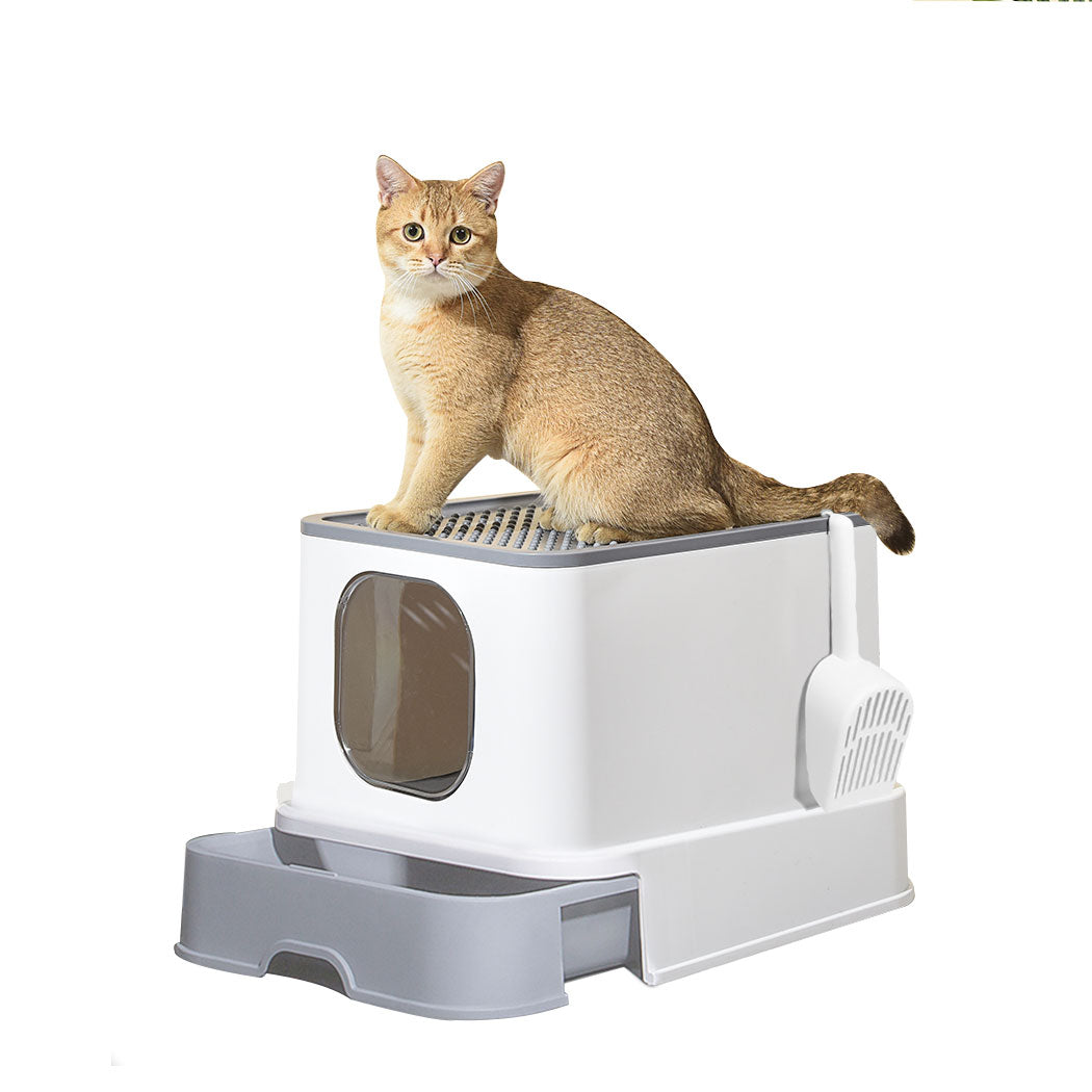 Cat Litter Box Fully Enclosed Kitty Toilet Trapping Sifting Odor Control Basin - Pet Supplies