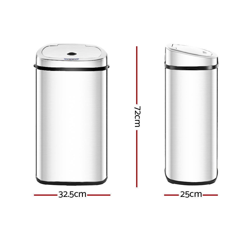 Devanti 50L Motion Sensor Bin Rubbish Automatic Silver - Home & Garden > Kitchen Bins