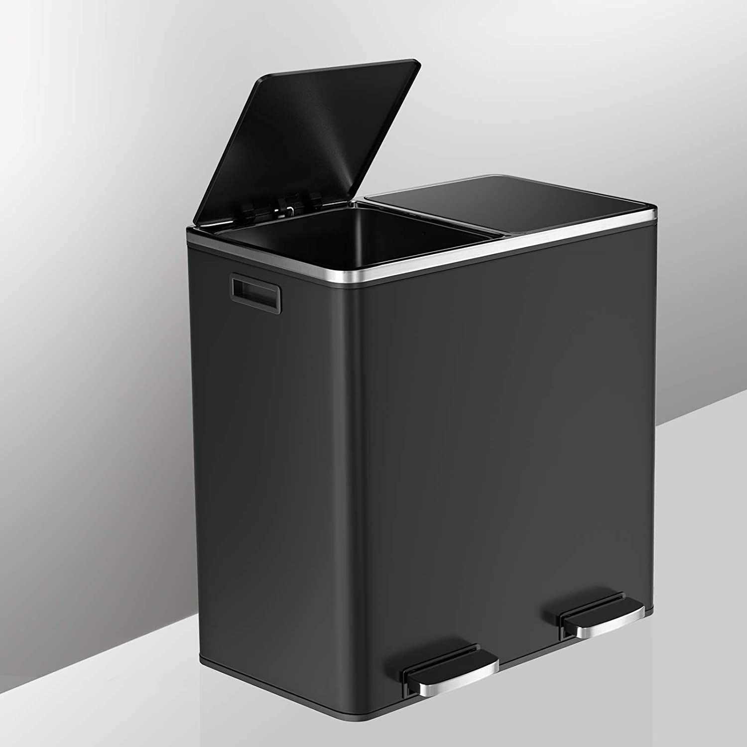 Kitchen Dual Recycling Bin 30L, Black - Home & Garden > Home & Garden Others