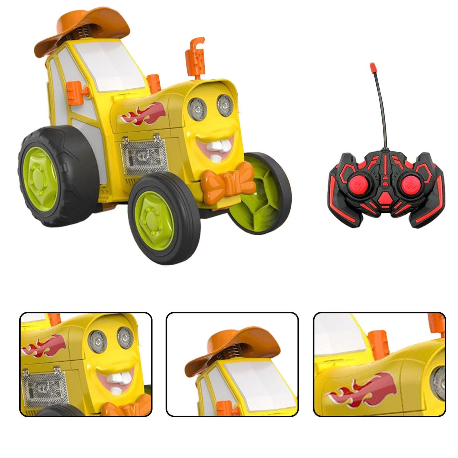 Yellow 360 Rotating Crazy Jumping Car with Light Music Remote Control RC Stunt Car AU - Baby & Kids > Ride on Cars, Go-karts & Bikes