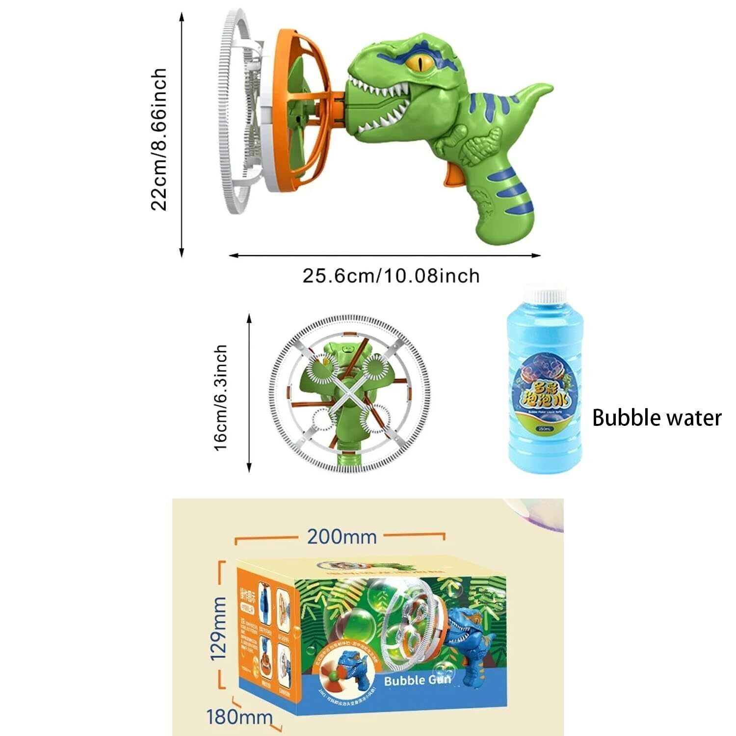 Green gift Bubble Gun Automatic Bazooka Soap Water Bubble Machine Toy Electric Fan kid - Baby & Kids > Toys