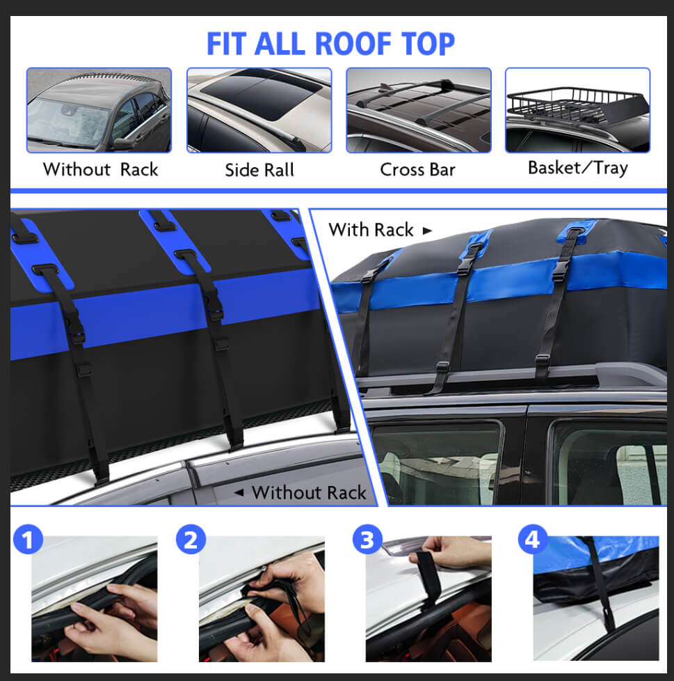 X-BULL Car Roof Cargo Bag Rooftop Cargo Carrier 100% Waterproof Top Luggage Bag for All Vehicles - Auto Accessories > Auto Accessories Others