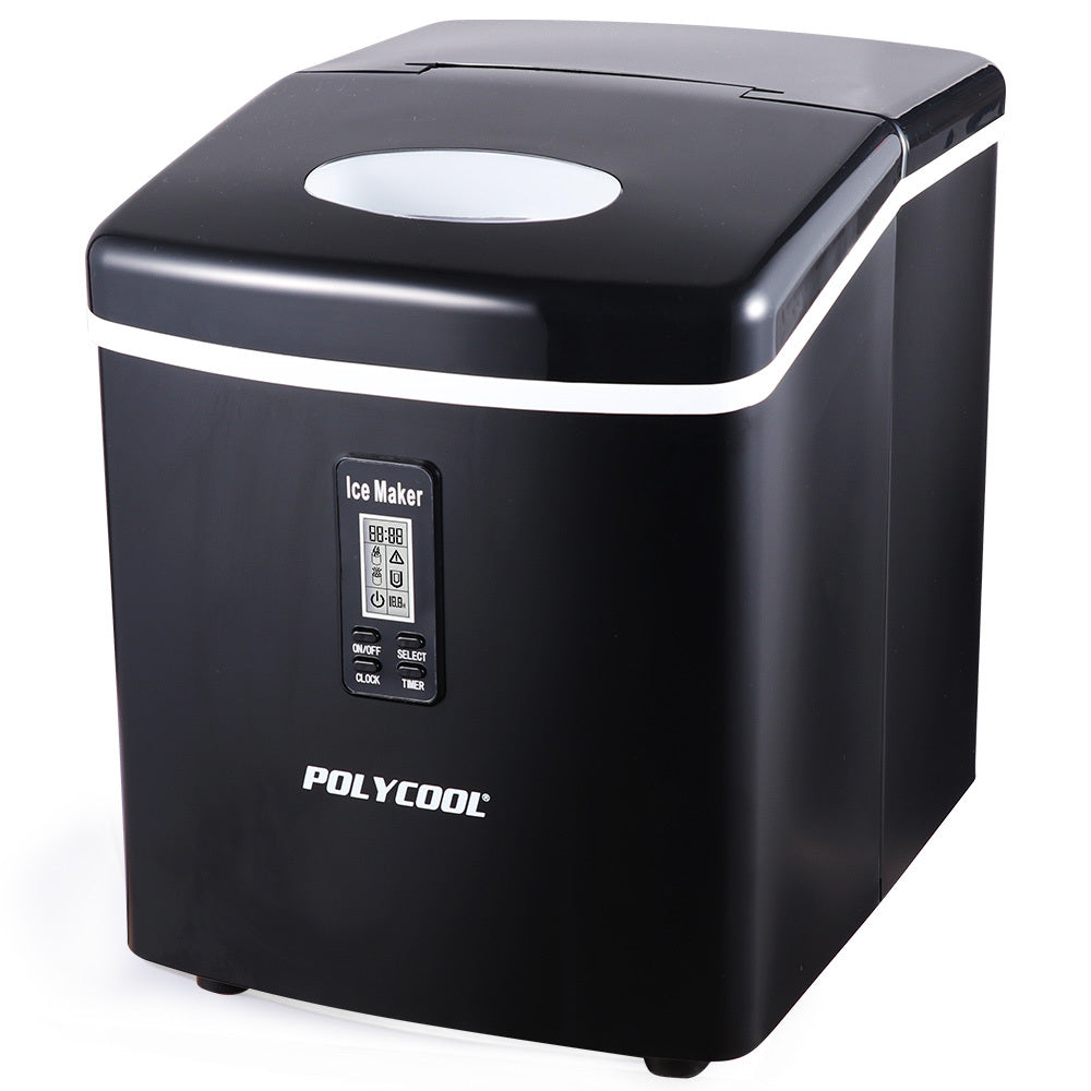 POLYCOOL 3.2L Portable Ice Cube Maker Machine Automatic with LCD Control Panel, Black - Appliances > Kitchen Appliances