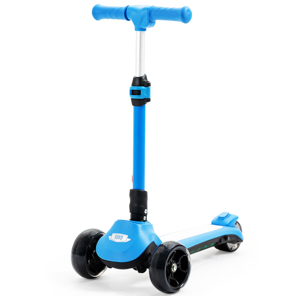 ROVO KIDS 3-Wheel Electric Scooter, Ages 3-8, Adjustable Height, Folding, Lithium Battery, Blue - Baby & Kids > Ride on Cars, Go-karts & Bikes