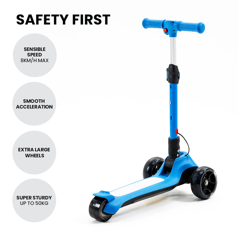 ROVO KIDS 3-Wheel Electric Scooter, Ages 3-8, Adjustable Height, Folding, Lithium Battery, Blue - Baby & Kids > Ride on Cars, Go-karts & Bikes