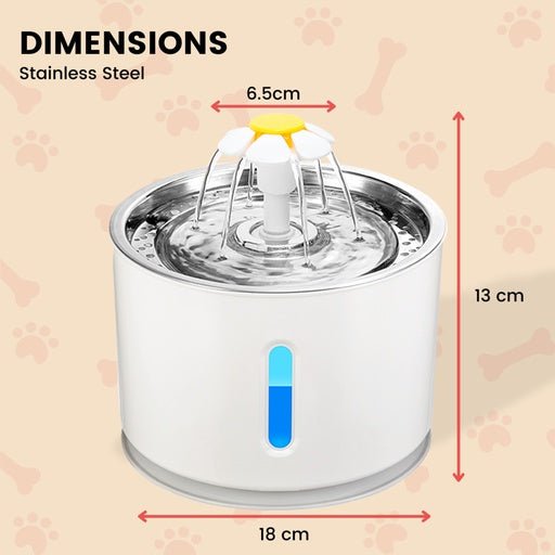 Floofi Pet Water Fountain 2.4L with Stainless Steel FI-WD-107-ZM - Pet Care > Dog Supplies