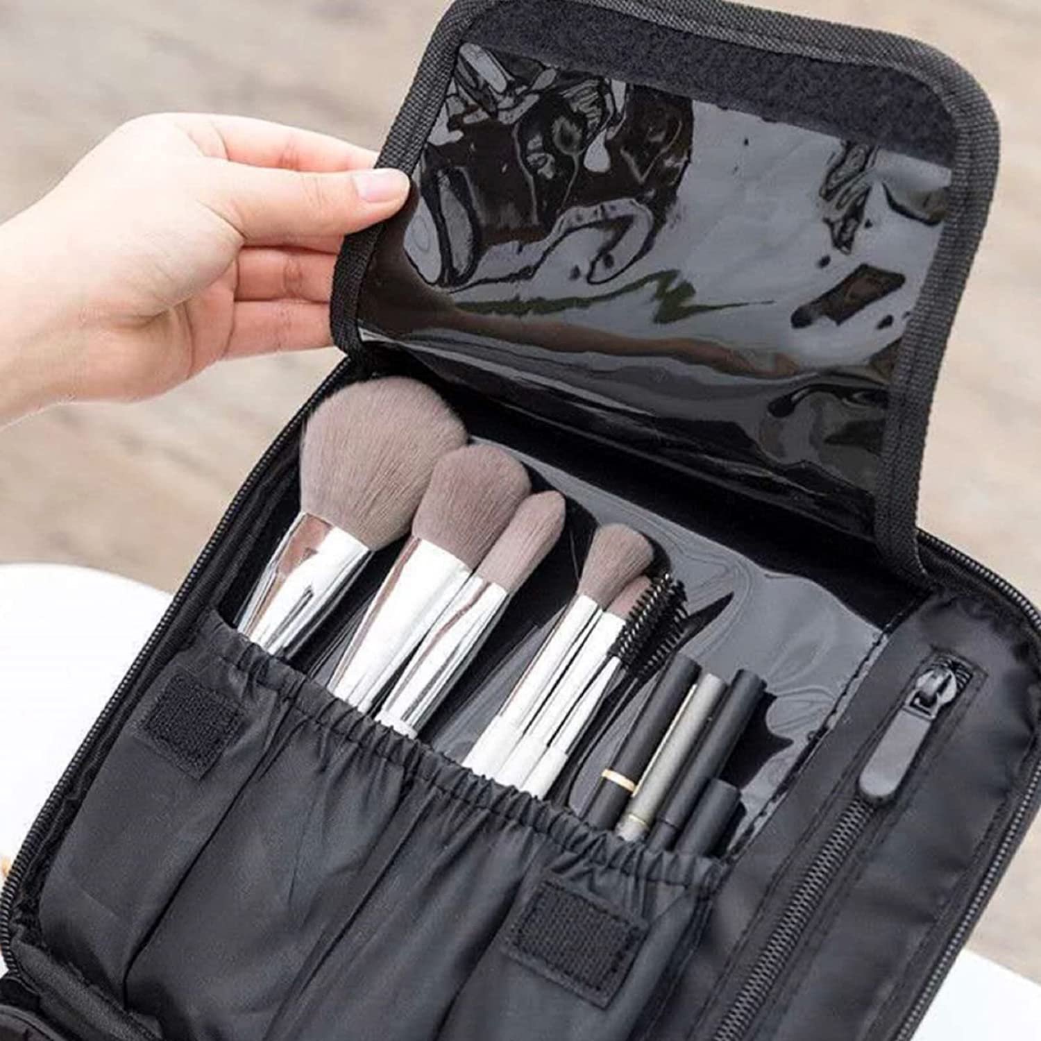 GOMINIMO Travel Makeup Bag with Adjustable Dividers (Black) GO-TMB-100-KB - Health & Beauty > Cosmetic Storage