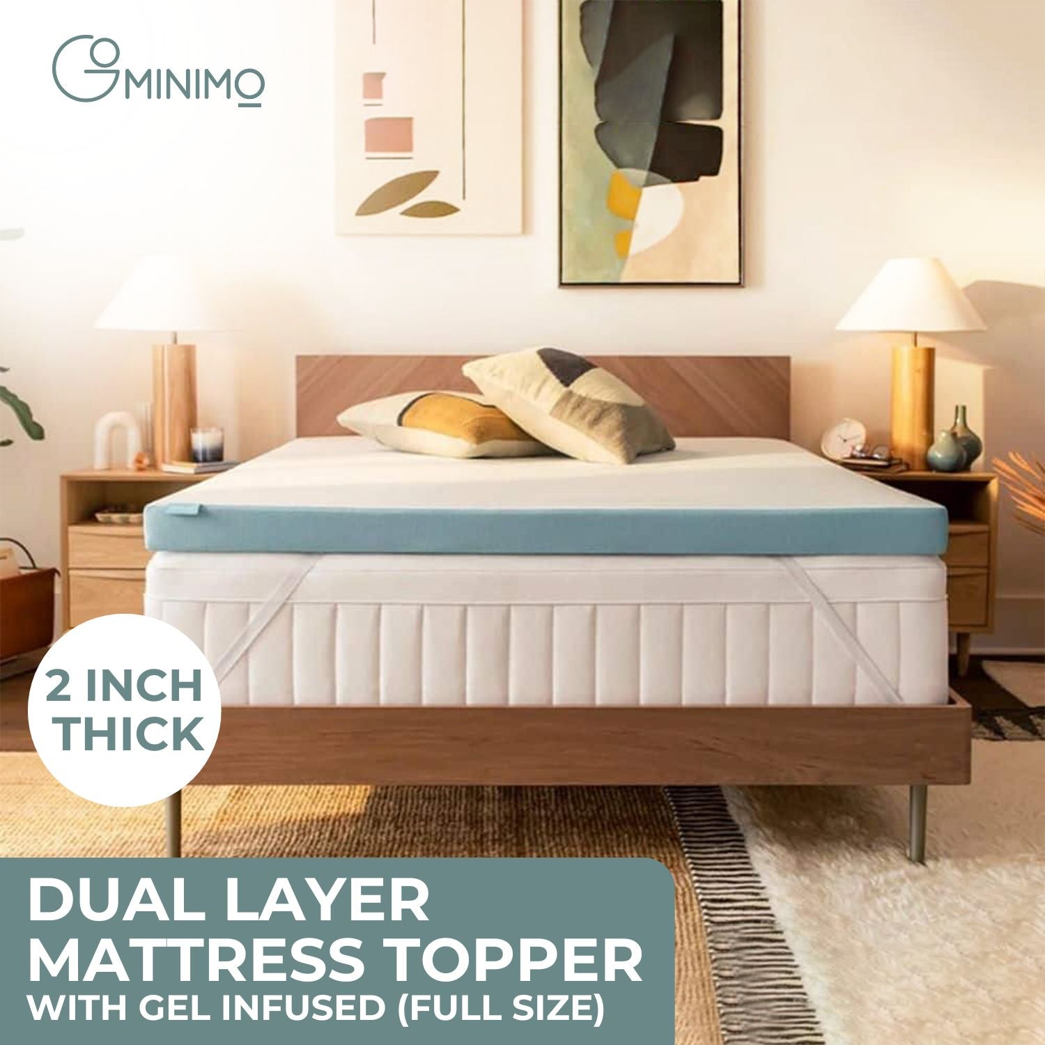 GOMINIMO Dual Layer Mattress Topper 2 inch with Gel Infused (Full) GO-MTP-101 - Furniture > Mattresses