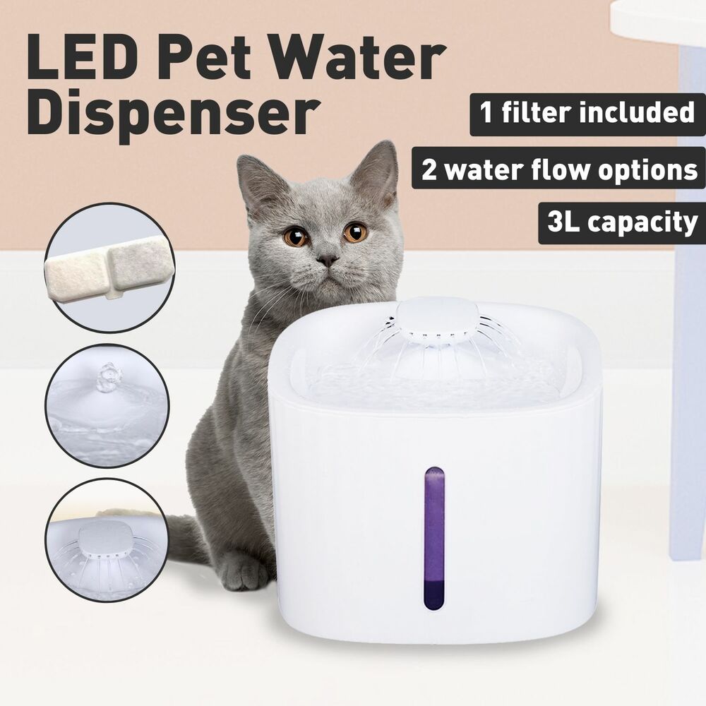 Floofi Pet Water Fountain Dispenser LED USB 3L PT-WD-103-ZM - Pet Care > Dog Supplies