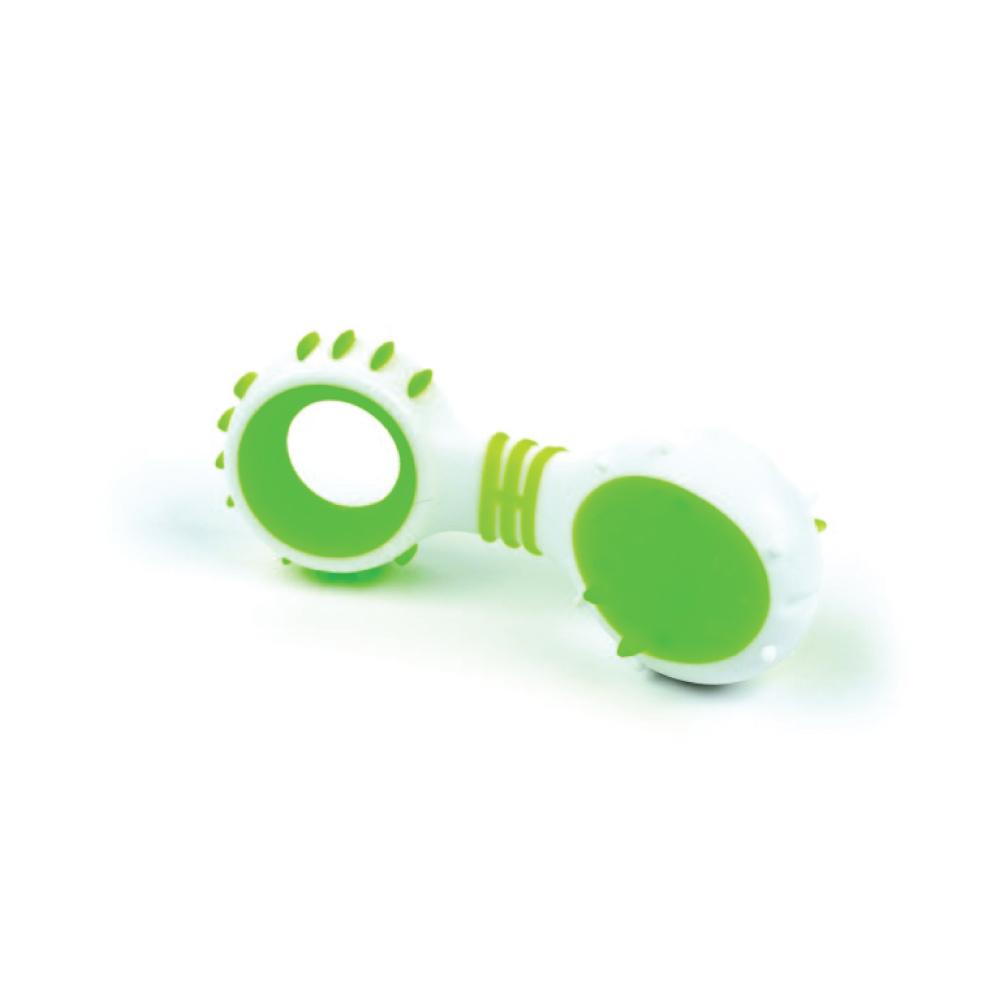 Dog Dental Rattle - Green Puppy Teething + Cleaning Gums Rubber Ridges Chew - Pet Care > Toys