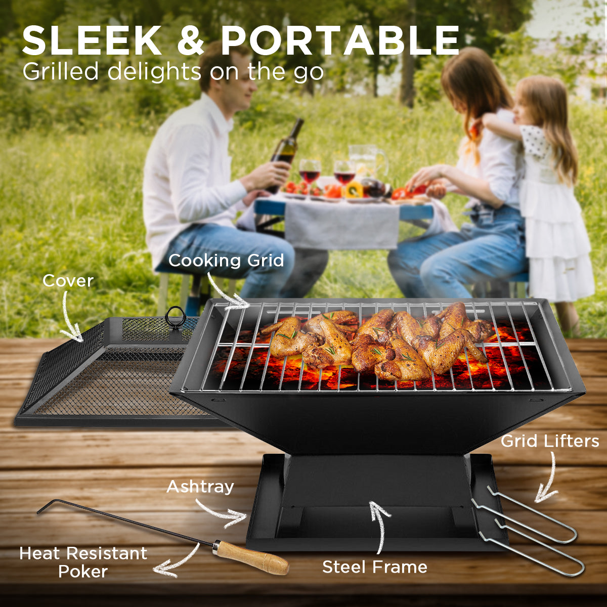 Wallaroo Portable Outdoor Fire Pit for BBQ, Grilling, Cooking, Camping - Home & Garden > BBQ