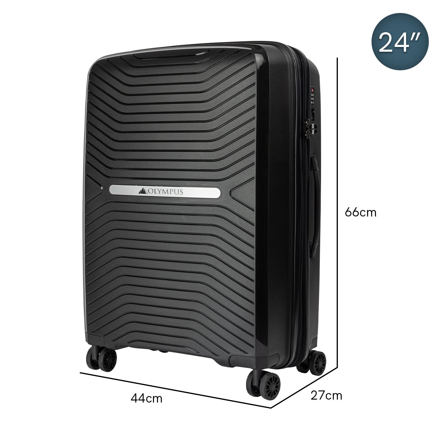 Olympus  Astra 24in Lightweight Hard Shell Suitcase - Obsidian Black - Home & Garden > Travel